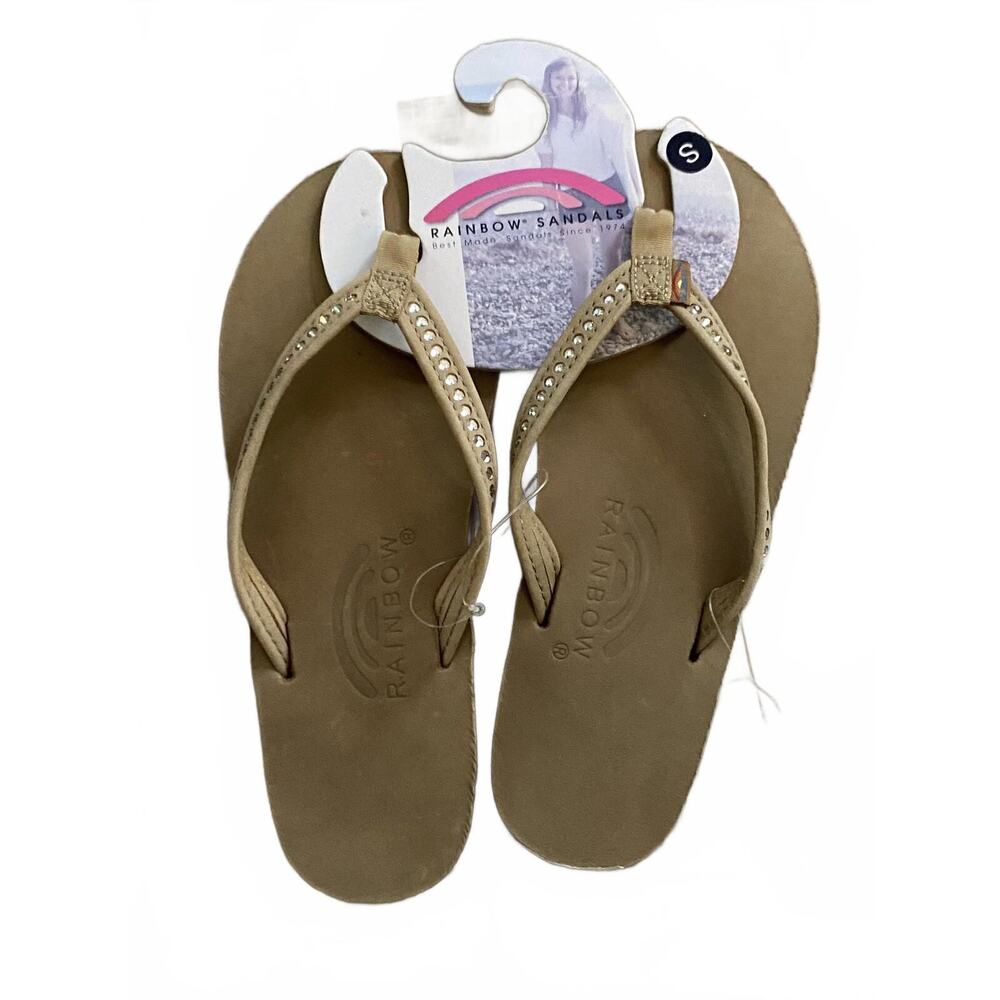 New Women's Rainbow Sandals Narrow Strap Crystals - 401ALTSN SMALL Size 5.5-6.5